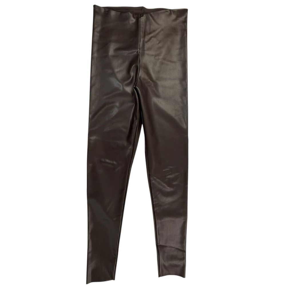 Joie Expresso Brown Faux Vegan Leather Leggings Skinny Fit Size Medium Brown